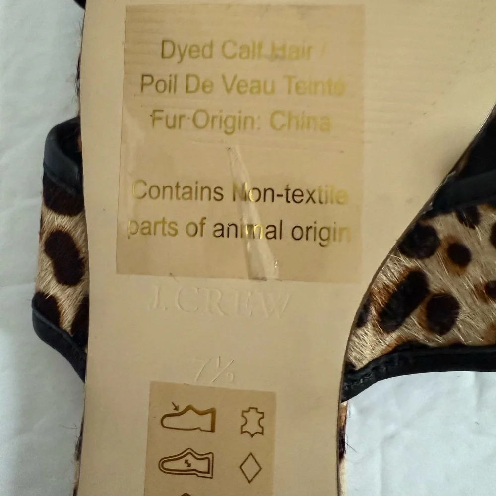 J. Crew Brown and Black Leopard print Sandals flat slides